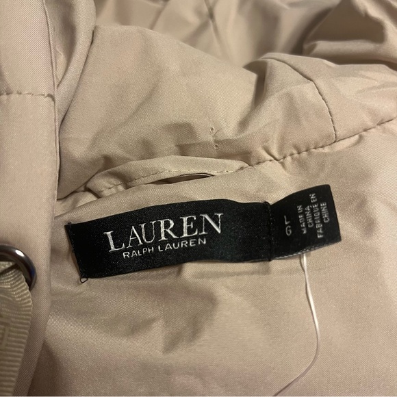 NWT RALPH LAUREN 
Hooded Stretch Puffer Vest Birch Tan Sz L - Picture 7 of 8